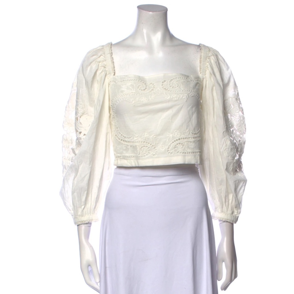 Farm Rio size small white long sleeve top